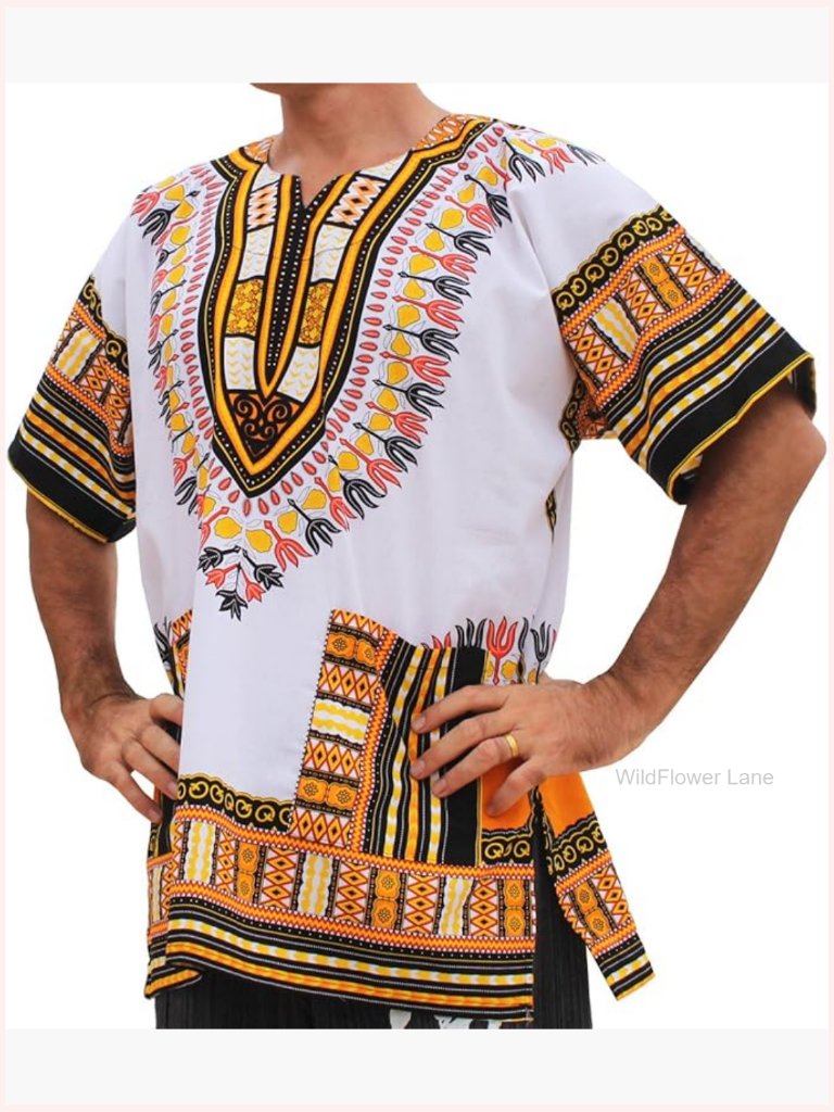 Super Big Dashiki Cotton Plus Size Blouse Open Collar Button Down
